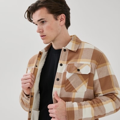 Men's Matix Flannel Overshirt - Beige