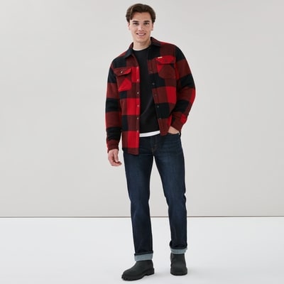 Men's Matix Flannel Overshirt - Dark Red