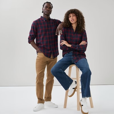 Adult Flannel Button-Down Shirt - Dark Navy