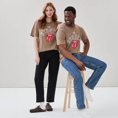 Adult The Rolling Stones Graphic T-Shirt - Light Brown