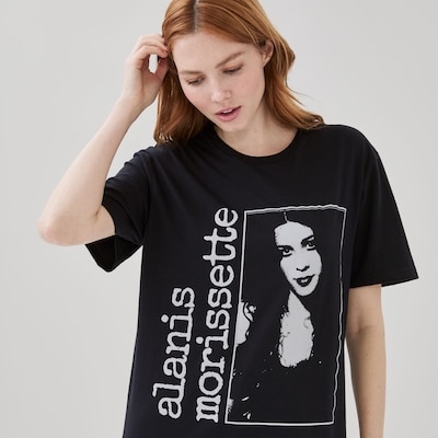 T-shirt imprimé Alanis Morissette pour adultes - Noir