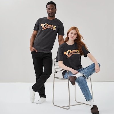 Adult Cheers Graphic T-Shirt - Charcoal Melange