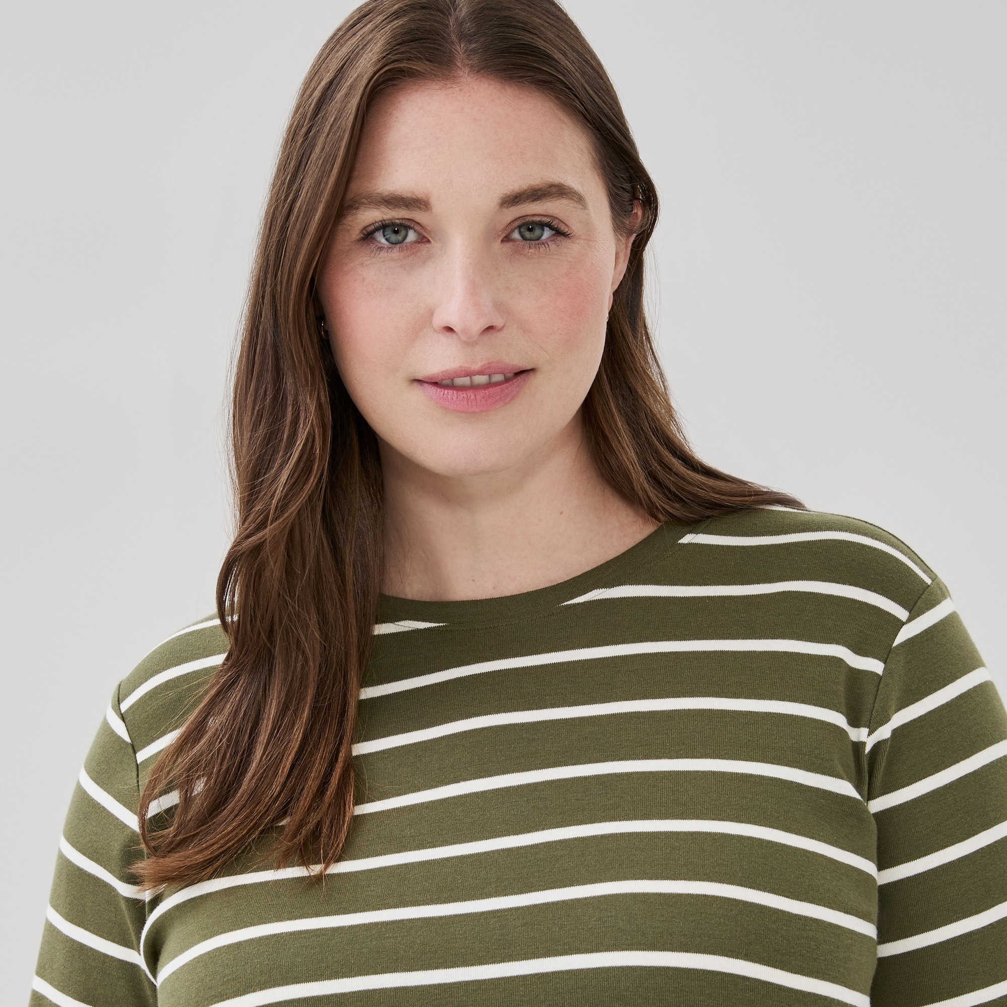 Women+ Striped Slim-Fit Long Sleeve Top
