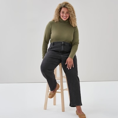 Women+ Organic Cotton Turtleneck - Khaki Green