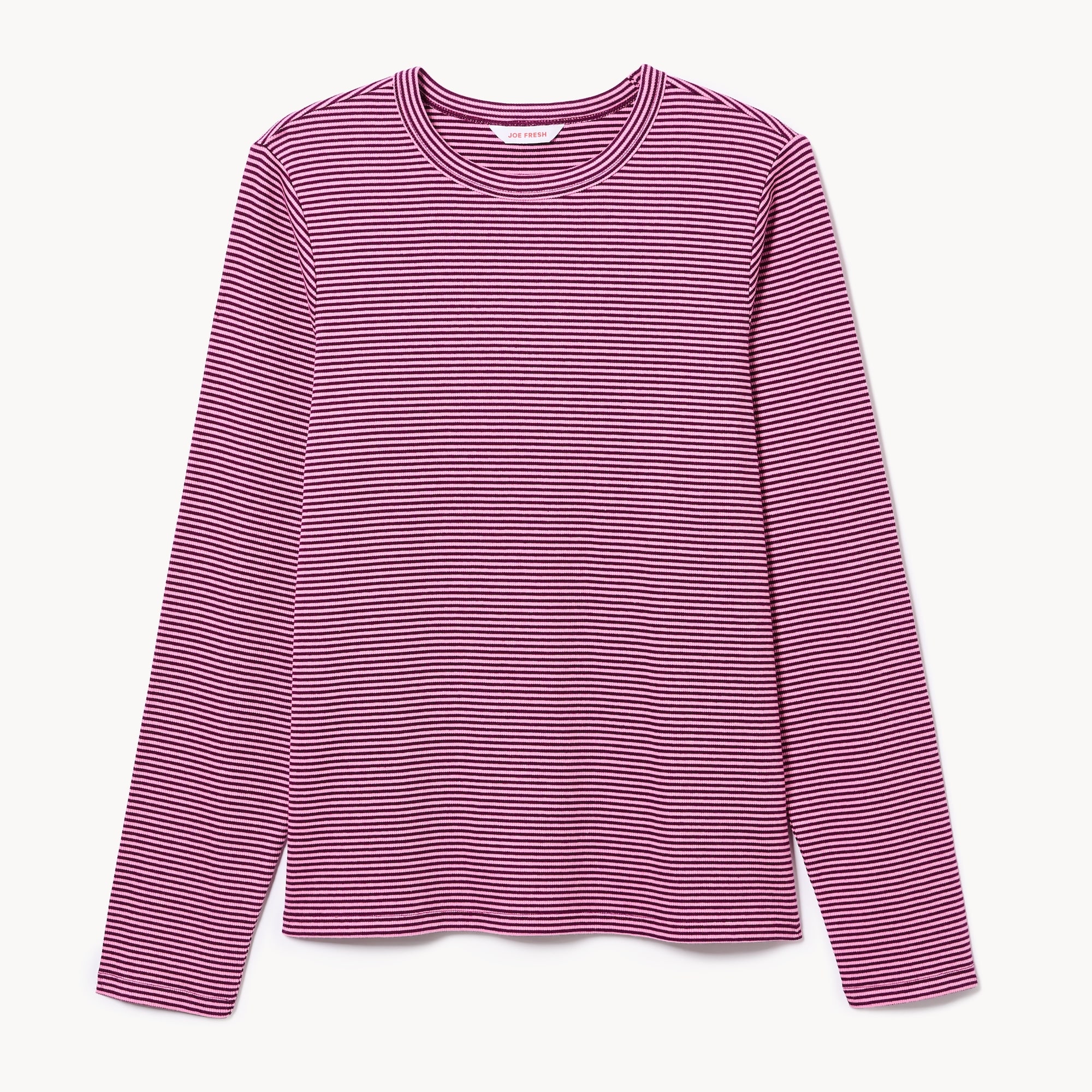 Women+ Striped Slim-Fit Ribbed Long Sleeve Top