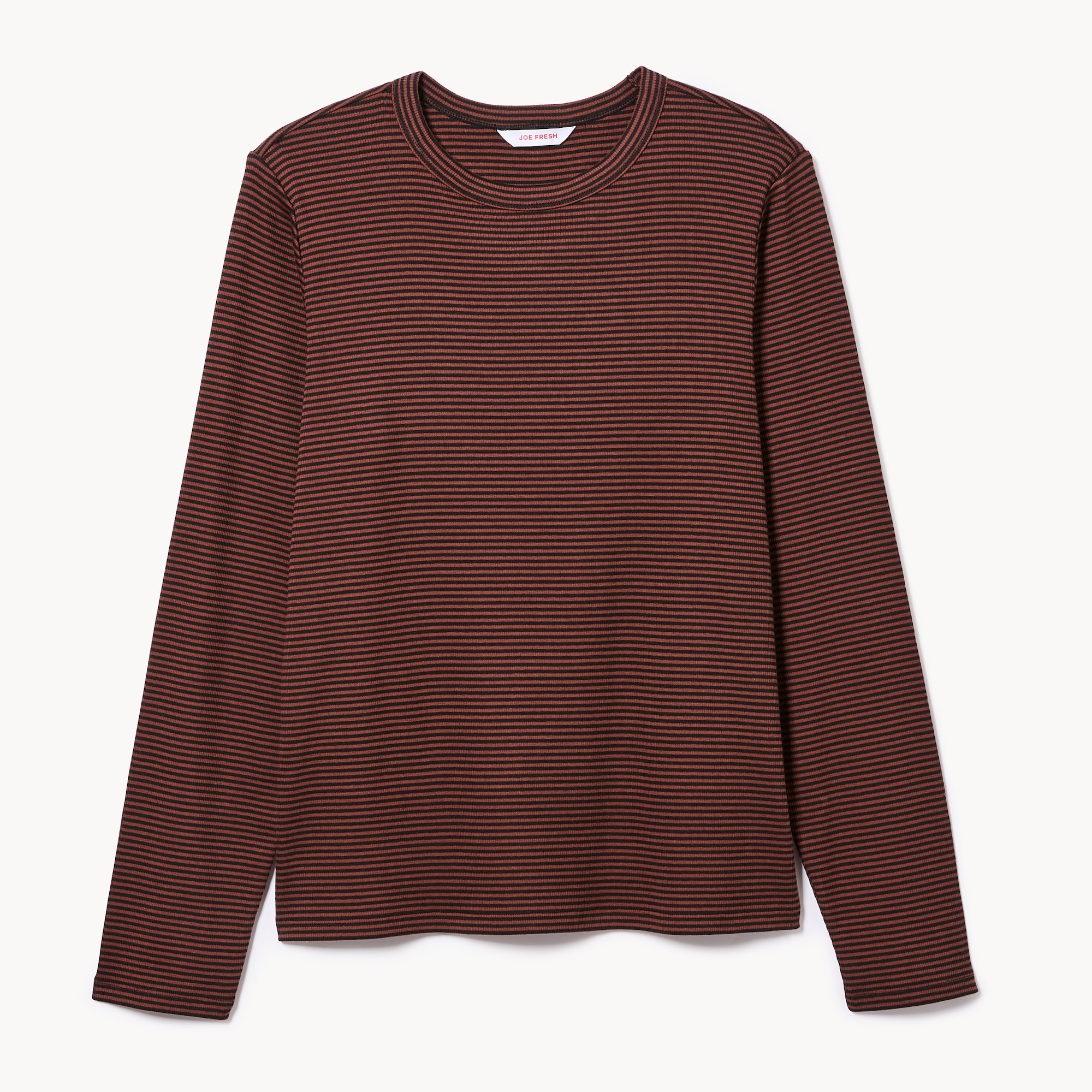 Women+ Striped Slim-Fit Ribbed Long Sleeve Top