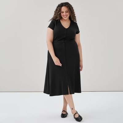 Robe midi boutonnée sur l’avant Femmes+ - Noir JF