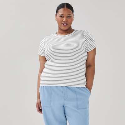 Women+ Slim Fit Ribbed T-Shirt - White