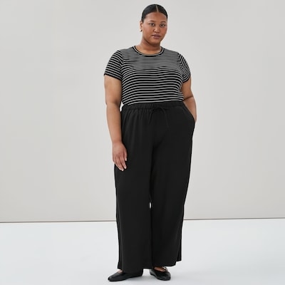 T-shirt côtelé à coupe ajustée Femmes+ - Noir