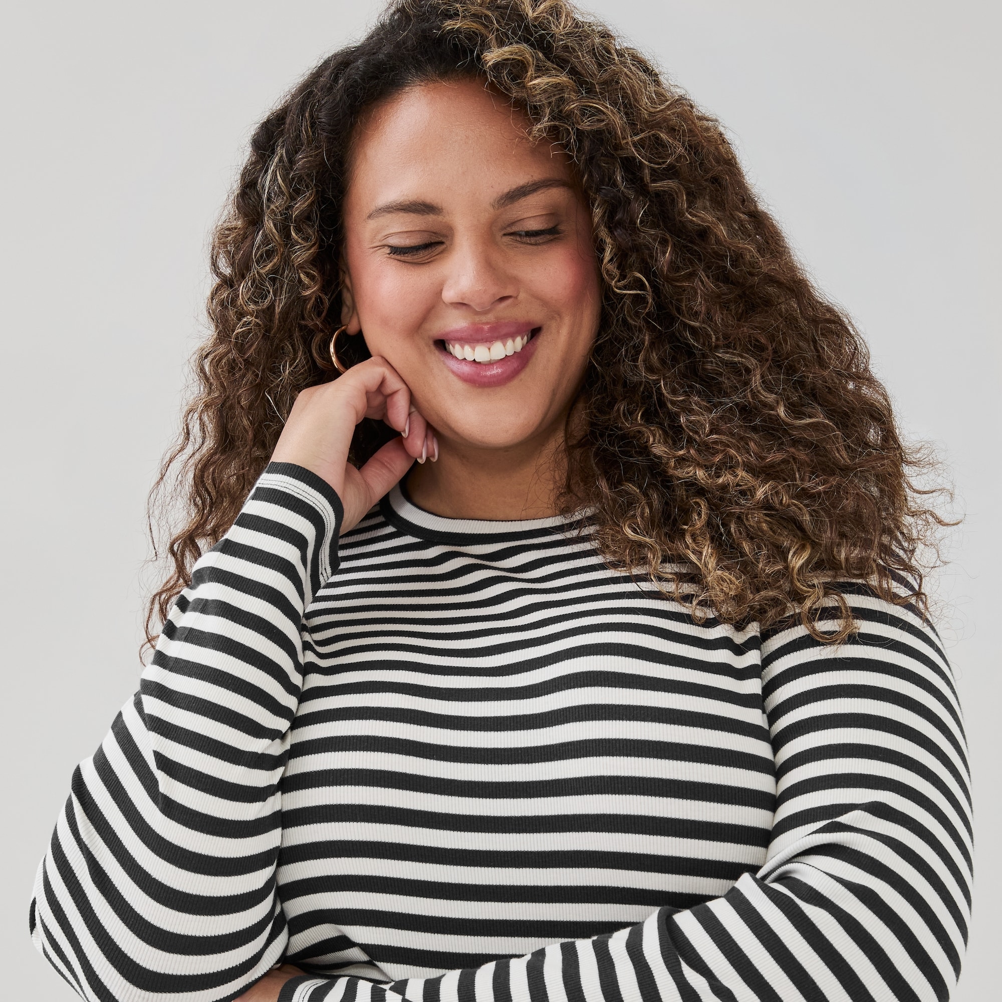 Women+ Striped Long Sleeve Top
