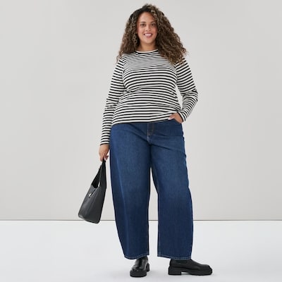 Haut rayé à manches longues Femmes+ - Marine