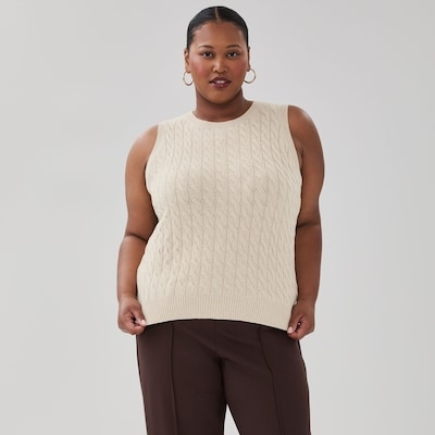 Cami à mailles torsadées Femmes+ - Mélange Avoine