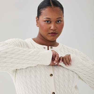 Cardigan à mailles torsadées Femmes+ - Crème