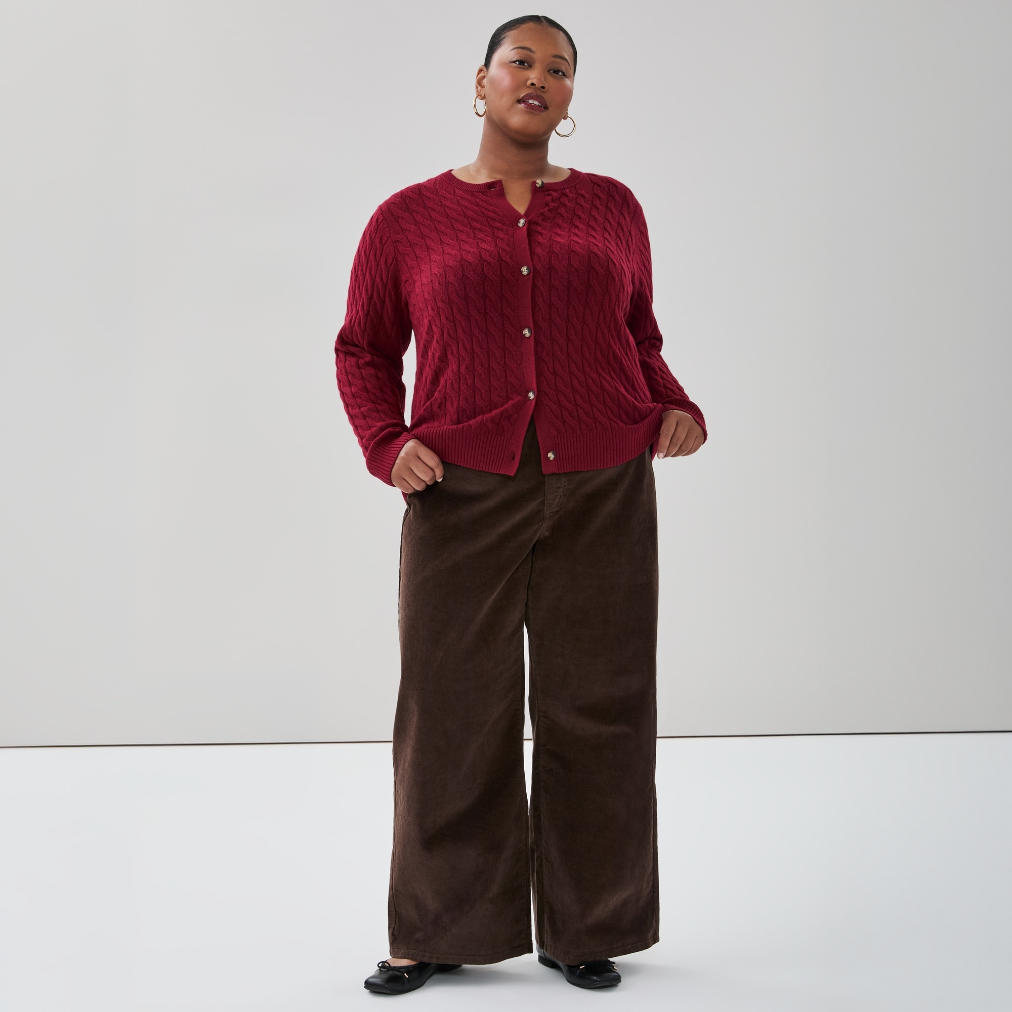 Women+ Cable Knit Cardigan