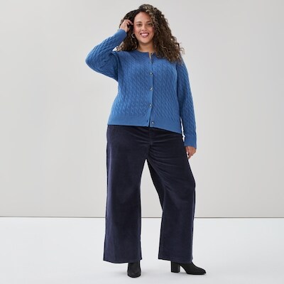 Cardigan à mailles torsadées Femmes+ - Bleu