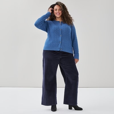 Cardigan à mailles torsadées Femmes+ - Bleu