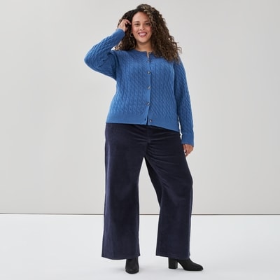 Women+ Cable Knit Cardigan - Blue