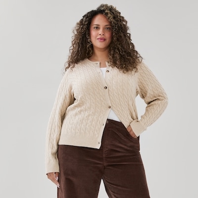 Women+ Cable Knit Cardigan - Oat Mix