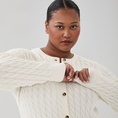 Cardigan à mailles torsadées Femmes+ - Crème