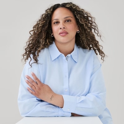Chemisier boutonné ample à rayures Femmes+ - Mélange De Bleu Pâle