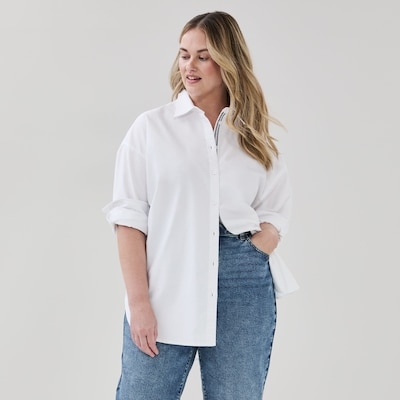 Women+ Oversized Button-Up Shirt - Bright White