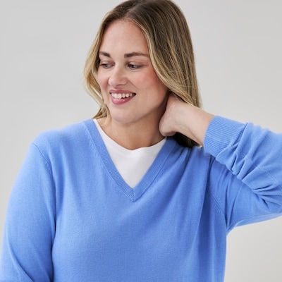 Chandail à col en V Femmes+ - Bleu Vif