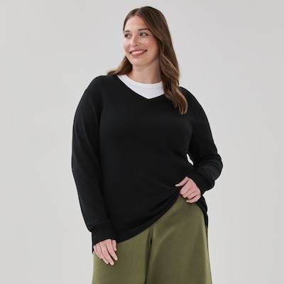 Women+ V-Neck Sweater - JF Black