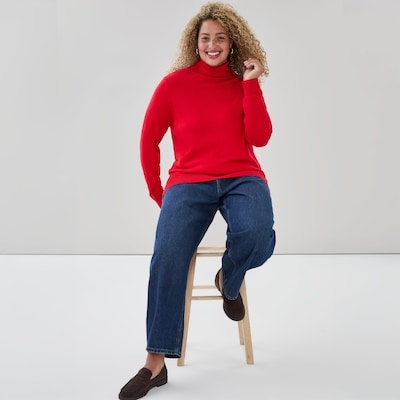 Women+ Cotton Cashmere Blend Turtleneck - Red