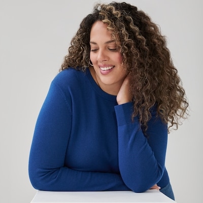 Women+ Cotton Cashmere Blend Sweater - Light Navy