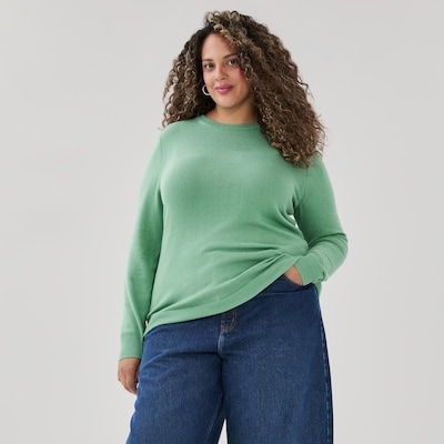 Chandail en coton et cachemire mélangé Femmes+ - VERT POUSSIEREUX