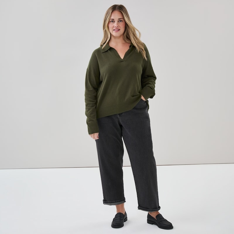 Joe Fresh Women+ Cotton Cashmere Blend Polo Sweater - 1 ea | Provigo