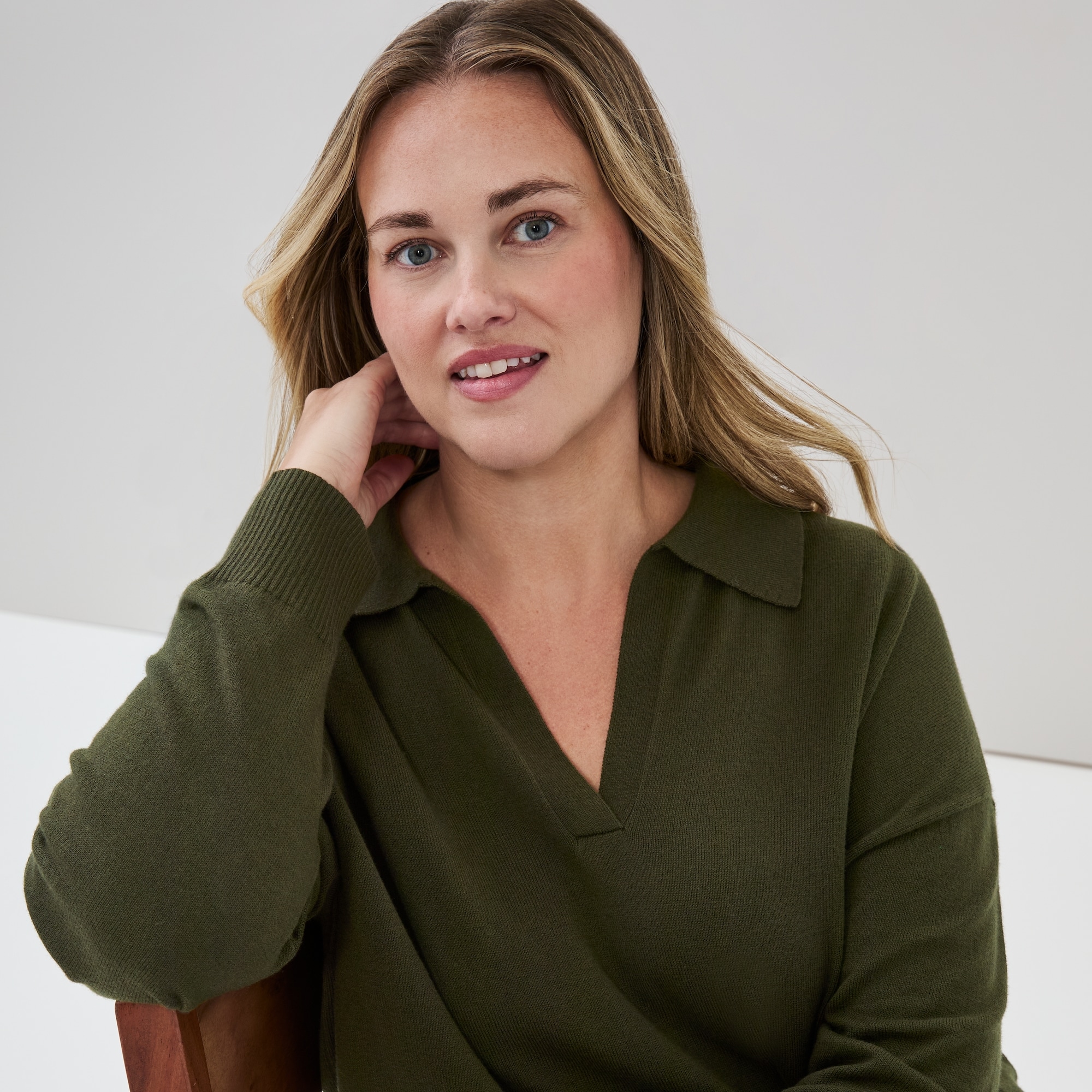Women+ Cotton Cashmere Blend Polo Sweater