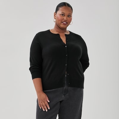Cardigan en coton et cachemire mélangé Femmes+ - Noir JF