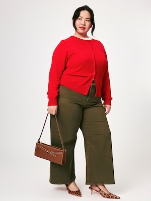 Women+ Cotton Cashmere Blend Cardigan - Red
