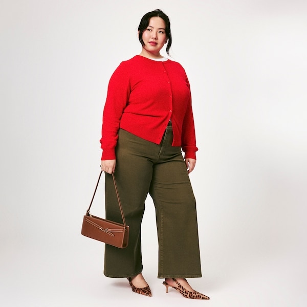 Cardigan en coton et cachemire mélangé Femmes+ - Rouge