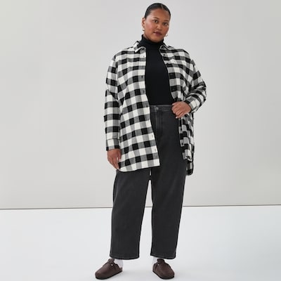 Women+ Buffalo Plaid Long Shirt - Black