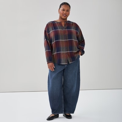 Women+ Flannel Long Sleeve Shirt - Navy