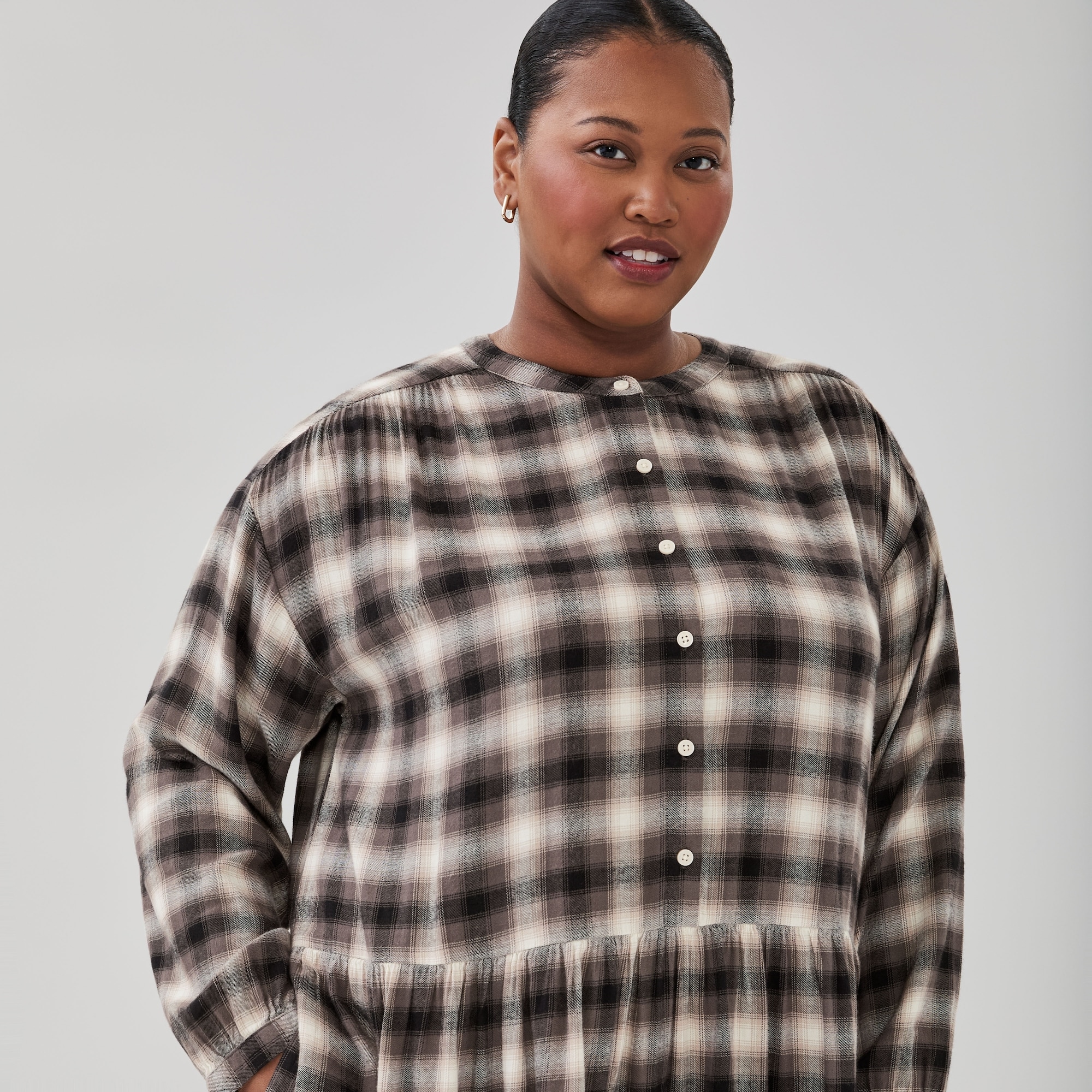 Robe au genou en flanelle Femmes+