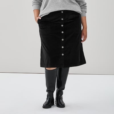 Women+ Corduroy Midi Skirt - JF Black
