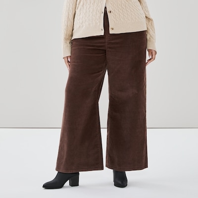 Pantalon à jambe large en velours côtelé Femmes+ - Brun Foncé