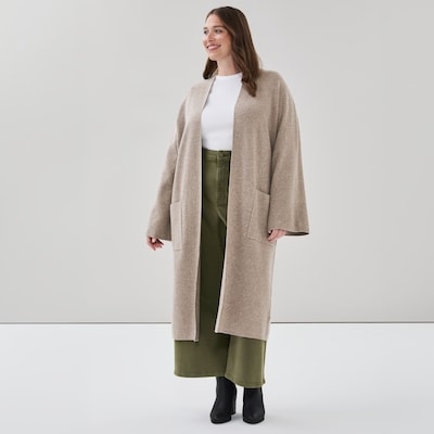 Women+ Long Cardigan - Dark Brown Mix
