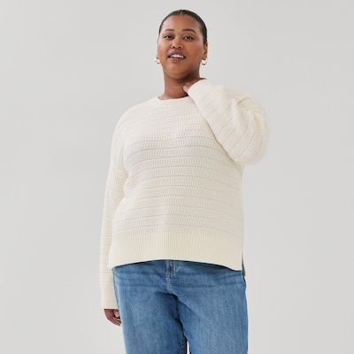 Chandail en tricot ouvert Femmes+ - Crème