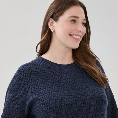 Women+ Open Knit Sweater - Dark Navy