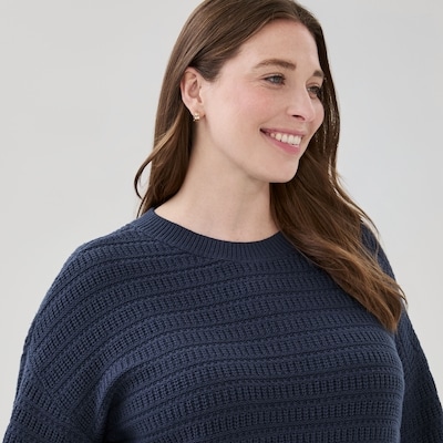 Chandail en tricot ouvert Femmes+ - Marine foncé