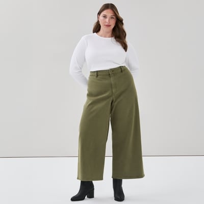 Jean à jambe large Femmes+ - Vert Kaki