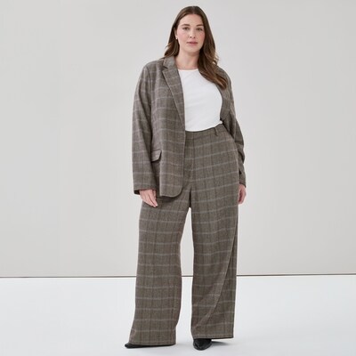 Women+ Wide Leg Suit Trouser - Dark Brown
