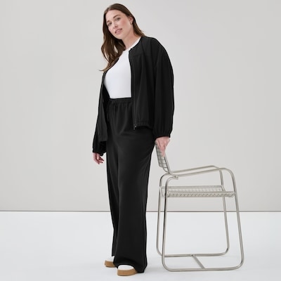 Women+ Wide Leg Track Pant - JF Black