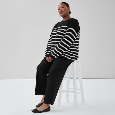 Pantalon à jambe droite en point de Rome Femmes+ - Noir JF