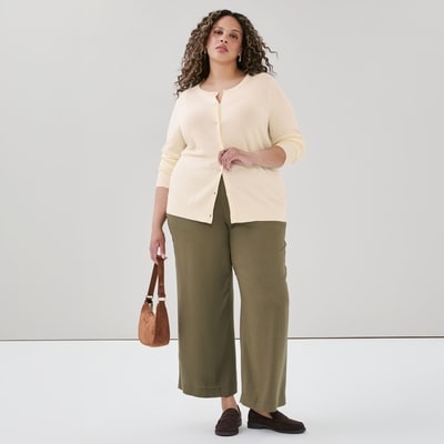 Cardigan en mailles pointelle Femmes+ - Crème