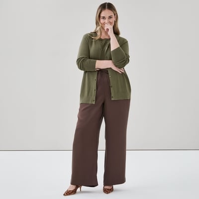 Cardigan en mailles pointelle Femmes+ - Vert Kaki